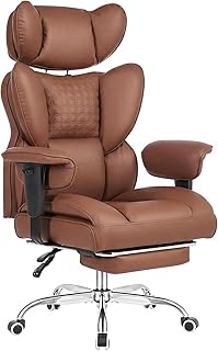 DUMOS Big and Tall Home Office Desk Chair Reclining Brown (C tier)